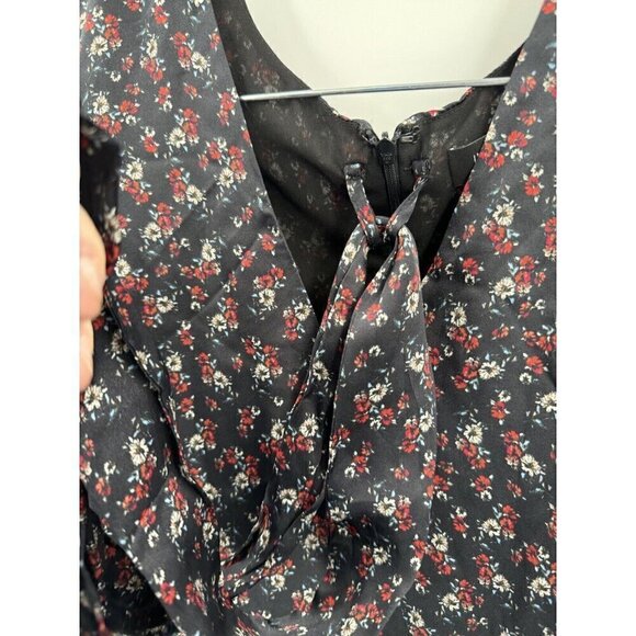 Intermix Silk Floral Necktie Dress Peplum Hem Boho Preppy Summer 4 Fairy Cottage - Picture 4 of 11